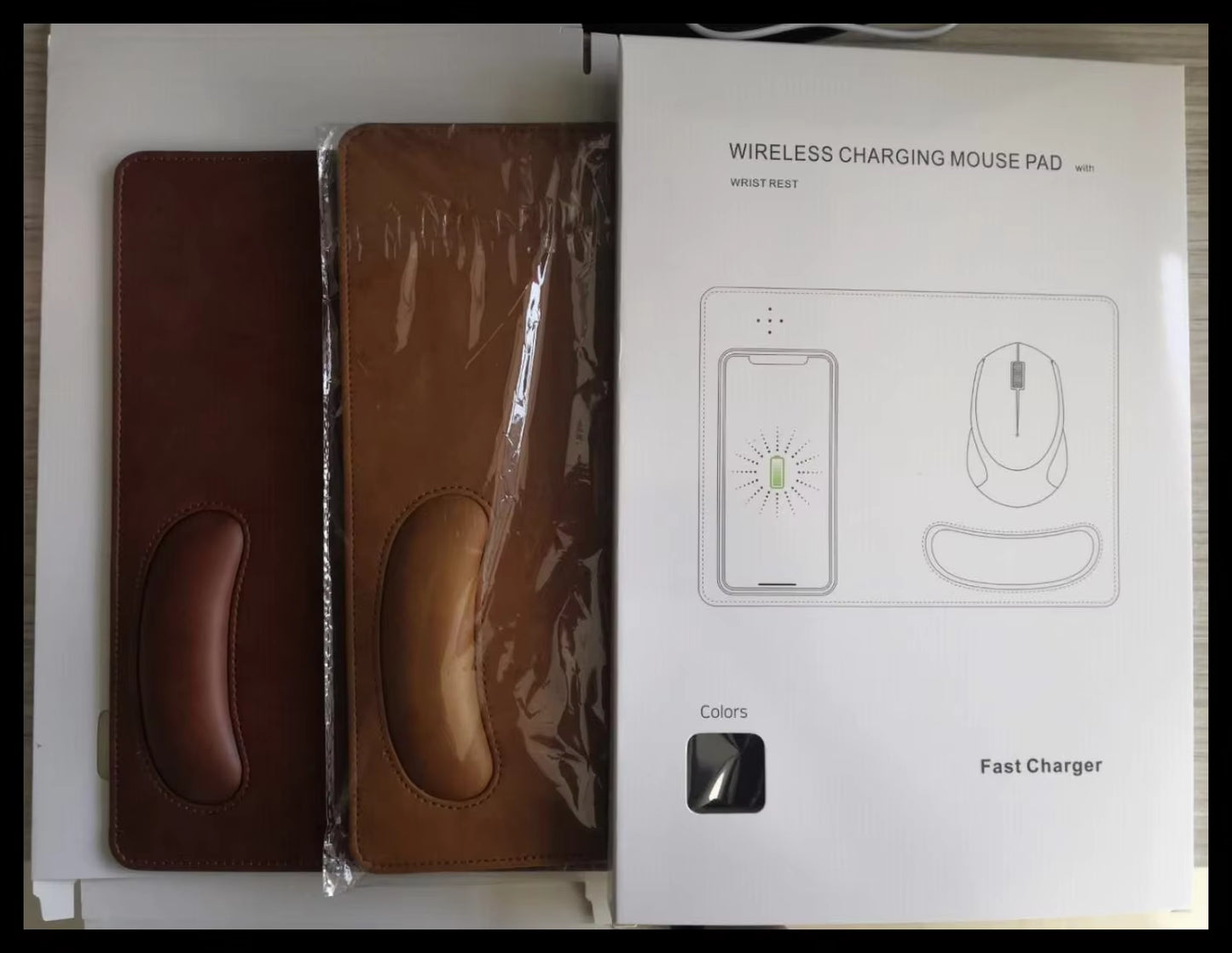 Custom Logo Wireless Charging Mouse Pad 15W Fast Wireless Charging Phone Charger Desk Office Mouse Mat Pad with Wrist Rest