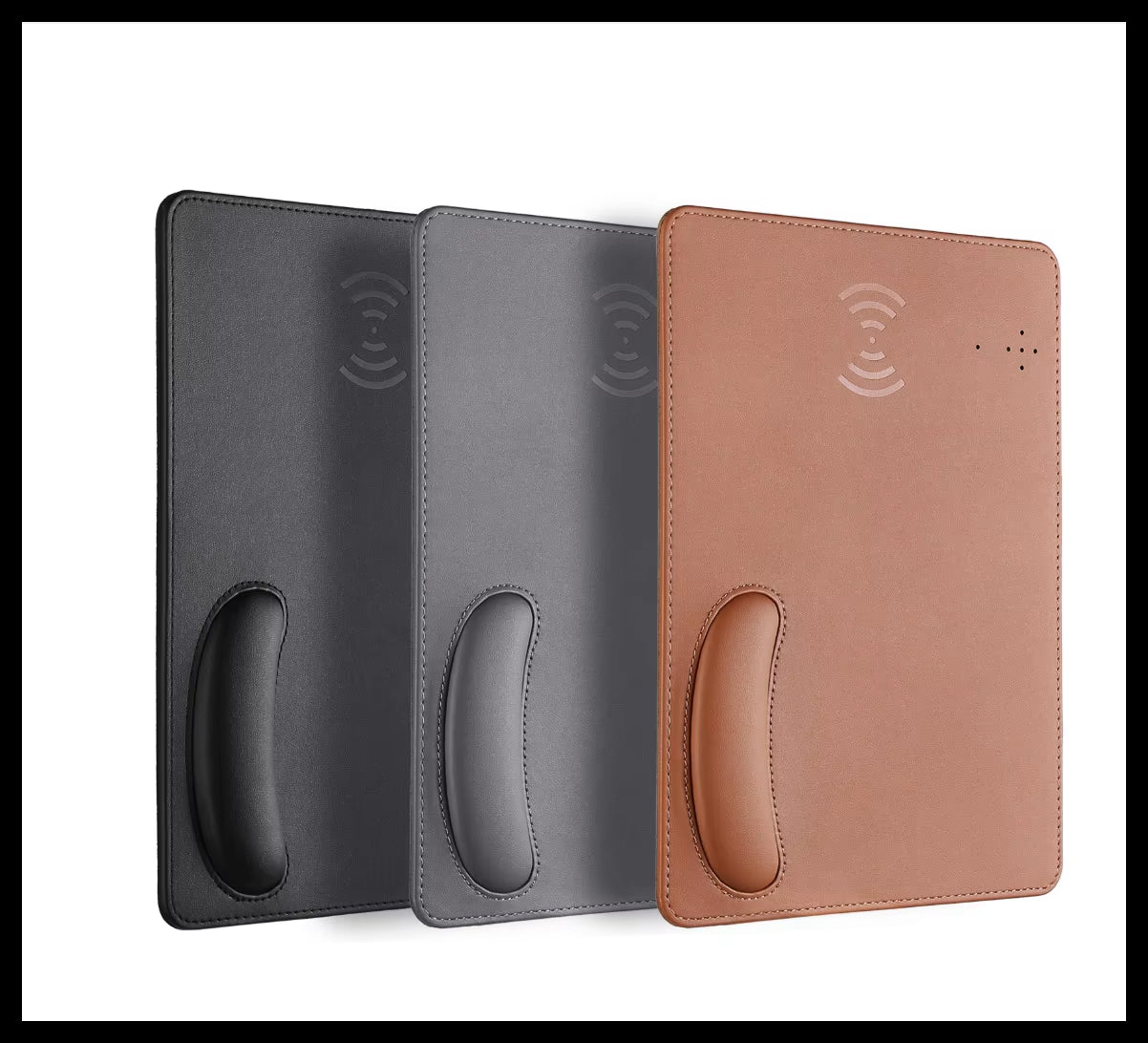 Custom Logo Wireless Charging Mouse Pad 15W Fast Wireless Charging Phone Charger Desk Office Mouse Mat Pad with Wrist Rest