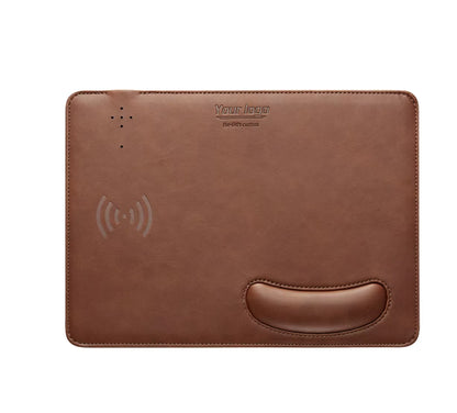 Custom Logo Wireless Charging Mouse Pad 15W Fast Wireless Charging Phone Charger Desk Office Mouse Mat Pad with Wrist Rest