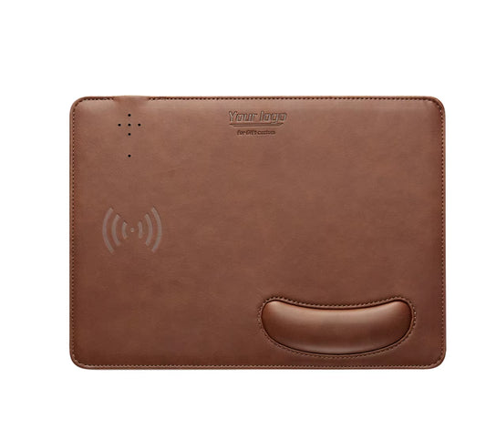Custom Logo Wireless Charging Mouse Pad 15W Fast Wireless Charging Phone Charger Desk Office Mouse Mat Pad with Wrist Rest