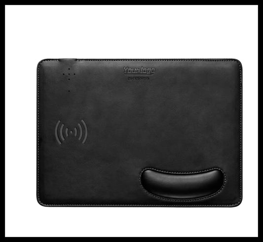 Custom Logo Wireless Charging Mouse Pad 15W Fast Wireless Charging Phone Charger Desk Office Mouse Mat Pad with Wrist Rest
